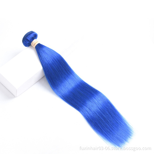 Human Hair Bundles Rubberband Hair Extension Dark Blue Brazilian Human Hair No Shedding No Tangle No Smell Soft Full End 8"-30"